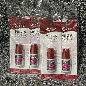 Kiss Mega Hold Pink Nail Glue Set Of  4